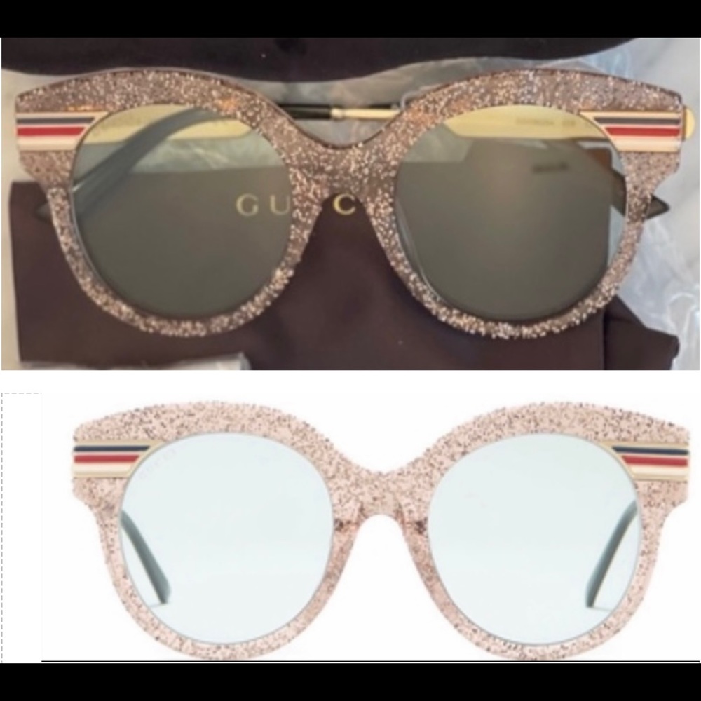 UNISEX GUCCI NUDE GLITTER BLING SUNGLASSES
